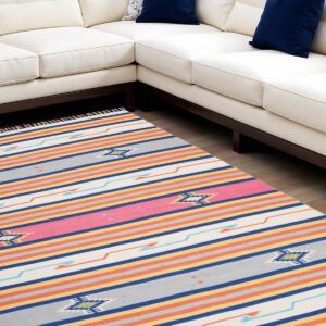 8' X 10' Ivory Southwestern Handmade Area Rug With Fringe