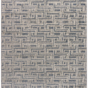 4' X 6' Blue Geometric Distressed Area Rug