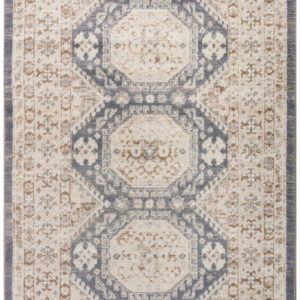 4' X 6' Blue Geometric Distressed Area Rug