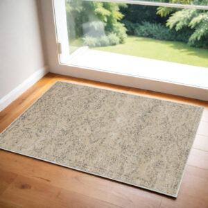 2' X 4' Beige And Gray Oriental Distressed Area Rug