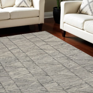 8' X 12' Gray and White Wool Abstract Area Rug