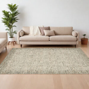 8' X 12' Ivory Brown and Gray Wool Abstract Area Rug