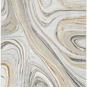 4' X 6' Ivory Gold and Gray Abstract Non Skid Area Rug