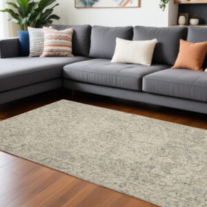 8' X 12' Beige and Gray Wool Abstract Geometric Area Rug