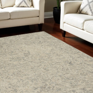 8' X 10' Beige and Gray Wool Abstract Geometric Area Rug