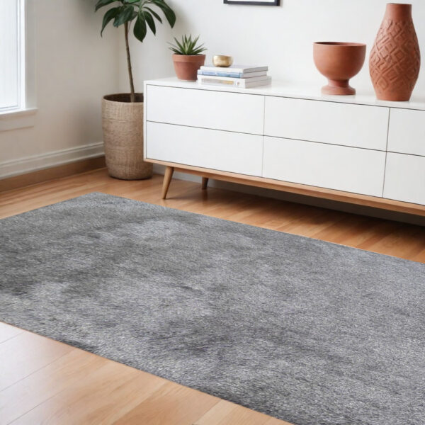 8' X 11' Gray Shag Hand Tufted Area Rug