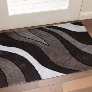 2' X 3' Brown and White Shag Hand Tufted Area Rug