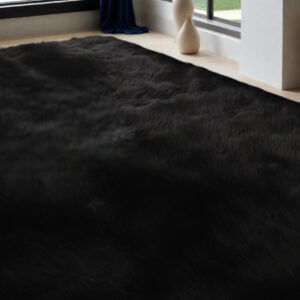 5' X 7' Charcoal Faux Sheepskin Shag Washable Area Rug