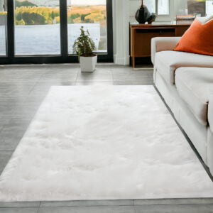 5' X 7' White Faux Sheepskin Shag Washable Area Rug