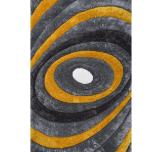 8' X 11' Gray and Yellow Shag Hand Tufted Area Rug