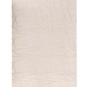 4' X 6' Beige and Gold Faux Fur Abstract Shag Non Skid Area Rug