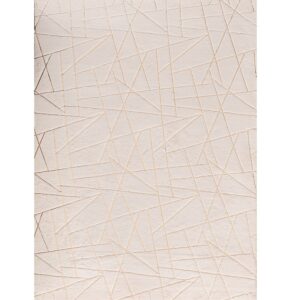8' X 11' Beige and Gold Faux Fur Abstract Shag Non Skid Area Rug