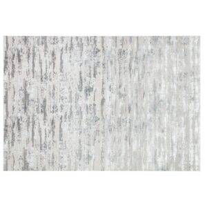 3' X 5' Black and Off White Abstract Washable Non Skid Area Rug