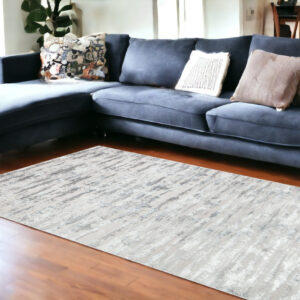 10' Gray and Silver Abstract Washable Non Skid Runner Area Rug