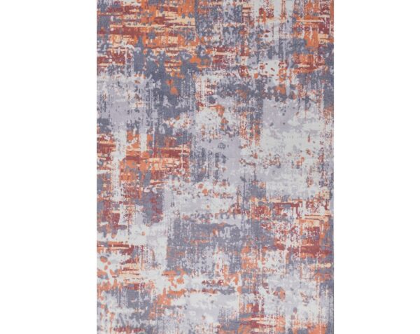 8' X 11' Gray and Brown Abstract Shag Printed Washable Non Skid Area Rug