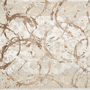3' X 5' Beige and Gold Abstract Area Rug