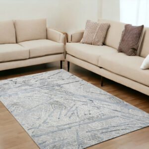 5' X 8' Gray and Silver Abstract Area Rug