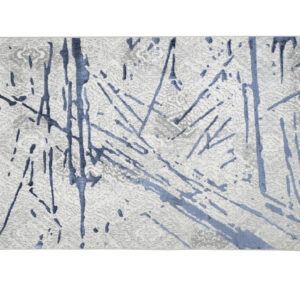4' X 6' Ivory and Blue Abstract Area Rug