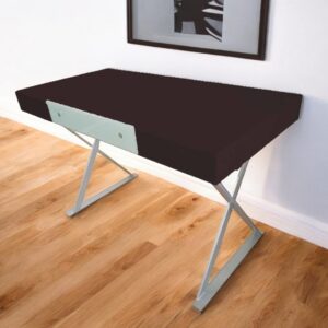 48" Espresso and Silver Wood and Metal Computer Desk