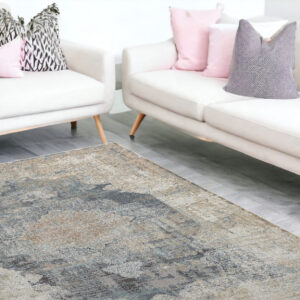 9' X 12' Beige and Gray Medallion Area Rug