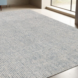 5' X 7' Blue and Ivory Wool Abstract Hand Tufted Area Rug