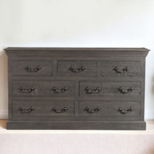 64" Gray Solid Wood Seven Drawer Double Dresser