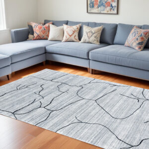 6' X 9' Gray and Black Abstract Hand Loomed Area Rug