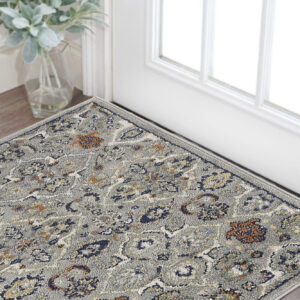 3' X 5' Gray and Ivory Floral Power Loom Area Rug