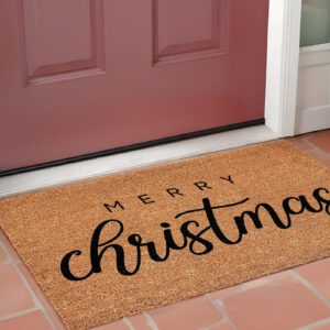 17" X 29" Natural and Black Coir Merry Christmas Outdoor Christmas Door Mat
