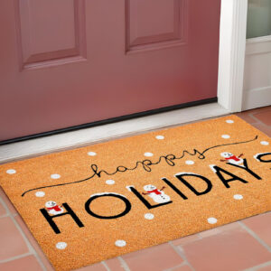 24" X 36" Natural Black and White Coir Happy Holidays Outdoor Christmas Door Mat