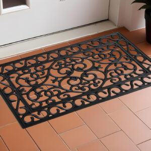 18" X 30" Black Rubber Scrollwork Outdoor Door Mat