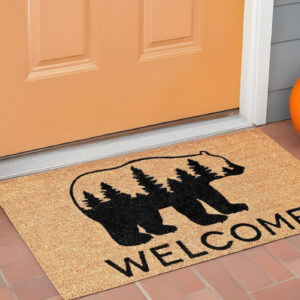 24" X 36" Natural and Black Coir Bear Welcome Outdoor Door Mat