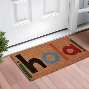 17" X 29" Natural Blue and Black Coir Hola Outdoor Door Mat