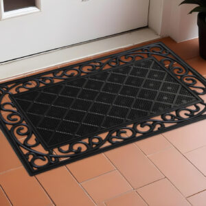 18" X 30" Black Rubber Geometric Outdoor Door Mat