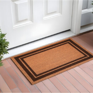 24" X 36" Natural and Black Coir Geometric Outdoor Door Mat