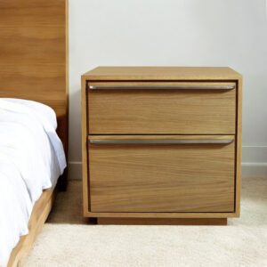 24" Natural Solid and Manufactured Wood Two Drawer Nightstand