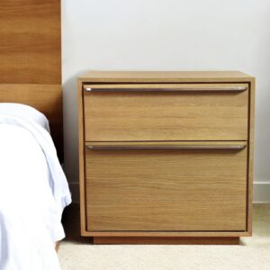 28" Natural Solid and Manufactured Wood Two Drawer Nightstand