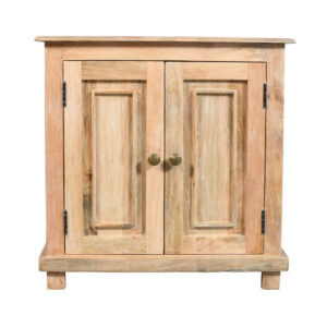 28" Distressed Natural Solid Wood Nightstand With Storage