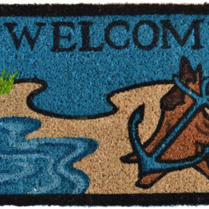 18" X 30" Blue and Black Coir Anchor Welcome Outdoor Summer Door Mat