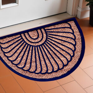 18" X 30" Brown and Black Rubber Geometric Outdoor Semi Circle Door Mat