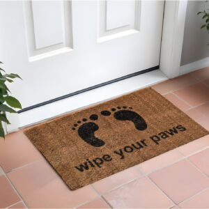 18" X 30" Brown and Black Coir Wipe Your Paws Outdoor Door Mat
