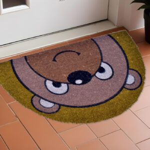 18" X 30" Brown Coir Bear Outdoor Semi Circle Fall Door Mat