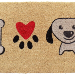 18" X 30" Beige and Black Coir Dog Outdoor Door Mat