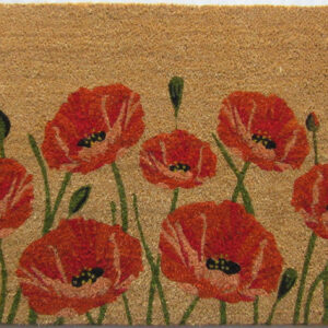 24" X 36" Brown and Red Coir Floral Outdoor Door Mat