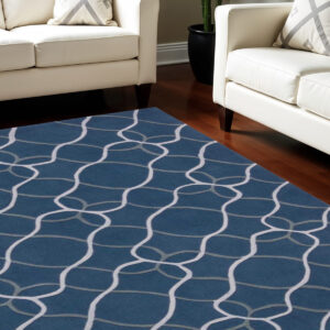 8' X 11' Ivory Blue and Gray Abstract Area Rug