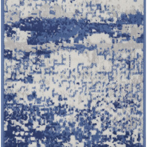 2' X 3' Ivory And Navy Blue Abstract Area Rug