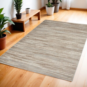 4' X 6' Ivory and Gray Abstract Non Skid Area Rug