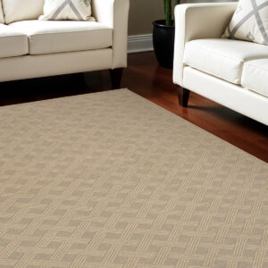 8' X 10' Natural Geometric Flatweave Non Skid Area Rug With Fringe