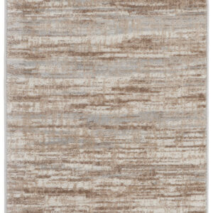 6' Ivory and Gray Abstract Non Skid Runner Rug