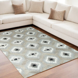 5' X 8' Natural Wool Southwestern Hand Tufted Non Skid Area Rug